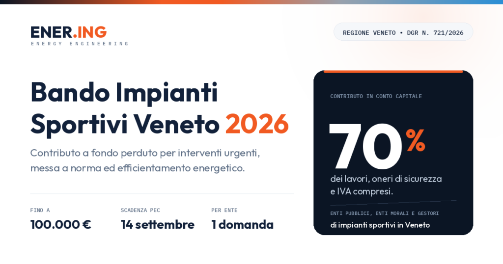 Bando impianti sportivi veneto 2026